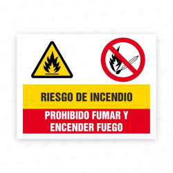 Señales Combinadas - Riesgo de Incendio Prohibido Fumar Y Encender Fuego |Cod. CB-01