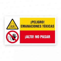 Señales Combinadas - ¡Peligro! Emanaciones Tóxicas ¡Alto! No Pasar |Cod. CB-32, Carteleras de Seguridad Industrial y EPP