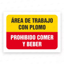 Señales Combinadas - Área de Trabajo con Plomo Prohibido Comer Y Beber|Cod. CB-36, Carteleras de Seguridad Industrial y EPP
