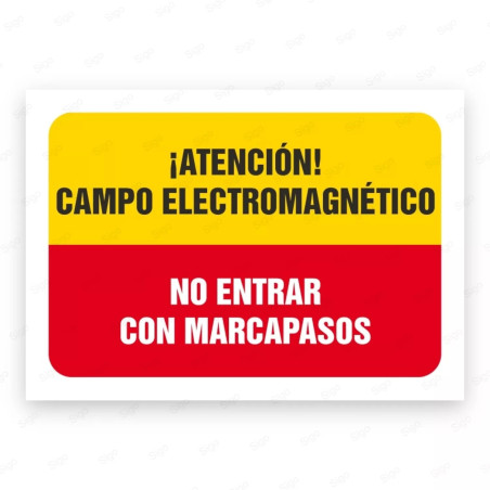 Señales Combinadas - ¡Atención! Campo Electromagnético No Entrar con Marcapasos|Cod. CB-42, Carteleras de Seguridad Industrial y