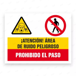 Señales Combinadas - ¡Atenció! Área de Ruido Peligroso Prohibido El Paso|Cod. CB-46, Carteleras de Seguridad Industrial y EPP