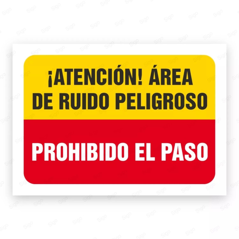 Señales Combinadas - ¡Atención! Área de Ruido Peligroso  Prohibido El Paso|Cod. CB-48, Carteleras de Seguridad Industrial y EPP