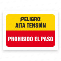 Señales Combinadas - ¡Peligro! Alta Tensión Prohibido El Paso|Cod. CB-54, Carteleras de Seguridad Industrial y EPP