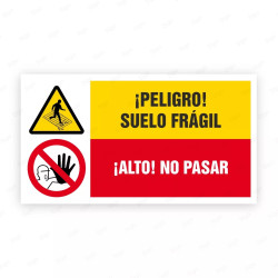 Señales Combinadas -¡Peligro! Suelo Fragil Alto No Pasar |Cod. CB-59, Carteleras de Seguridad Industrial y EPP
