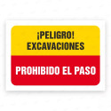 Señales Combinadas -¡Peligro! Excavaciones Prohibido El Paso |Cod. CB-63, Carteleras de Seguridad Industrial y EPP
