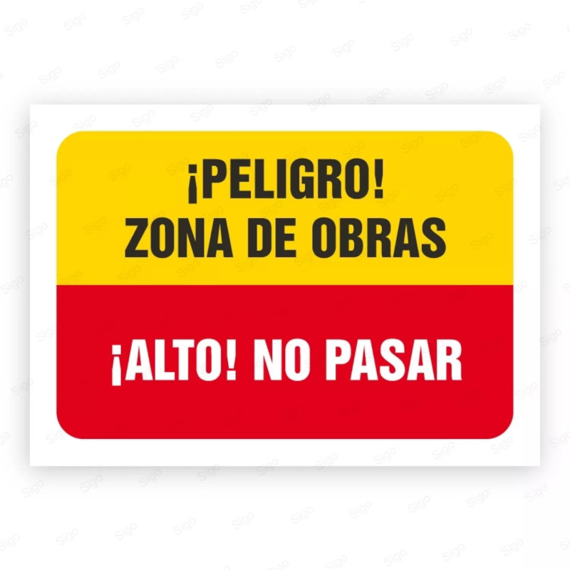 Señales Combinadas - ¡Peligro! Zona de Obras ¡Alto! No Pasar|Cod. CB-66, Carteleras de Seguridad Industrial y EPP