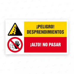 Señales Combinadas - ¡Alto! Desprendimientos ¡Alto! No Pasar|Cod. CB-68, Carteleras de Seguridad Industrial y EPP