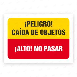 Señales Combinadas -¡Peligro! Caída de Objetos ¡Alto! No Pasar |Cod. CB-75, Carteleras de Seguridad Industrial y EPP