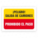Señales Combinadas --¡Peligro! Salida de Camiones Prohibido El Paso |Cod. CB-78, Carteleras de Seguridad Industrial y EPP