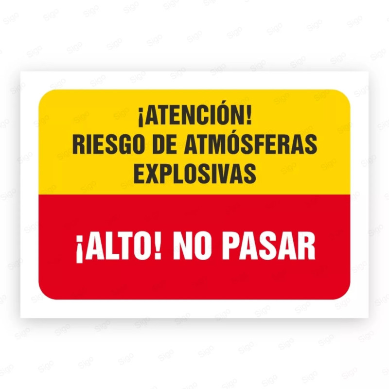 Señales Combinadas -¡Atención! Riesgo de Atmósferas Explosivas ¡Alto! No Pasar| Cod. CB-81, Carteleras de Seguridad Industrial y