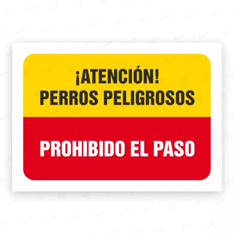 Señales Combinadas - !Atención Perros Peligrosos¡ Prohibido el Paso| Cod. CB-90, Carteleras de Seguridad Industrial y EPP